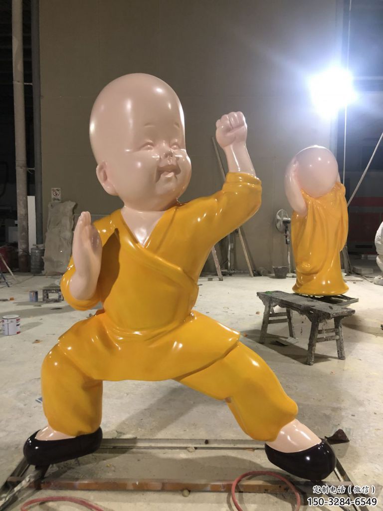 彩繪小和尚雕塑 黃銅兒童雕塑 街頭肖像雕塑
