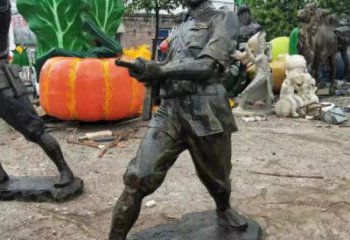 中式武警雕塑 鑄銅警察雕塑 游樂場(chǎng)戰(zhàn)士雕塑