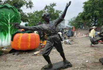 鑄銅武警雕塑 異形警察雕塑蔬 農(nóng)村戰(zhàn)士雕塑