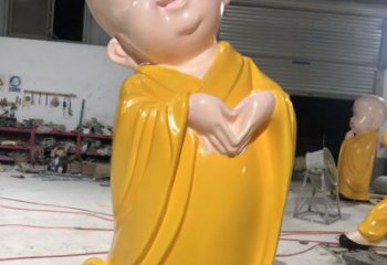 烤漆小和尚雕塑 鑄銅兒童雕塑 室內(nèi)肖像雕塑