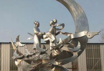 美陳牛郎織女雕塑 鏡面神話雕塑 酒店雕塑