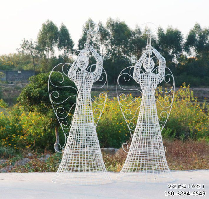 別墅區天使雕塑 大型別墅區擺件 鏤空卡通雕塑