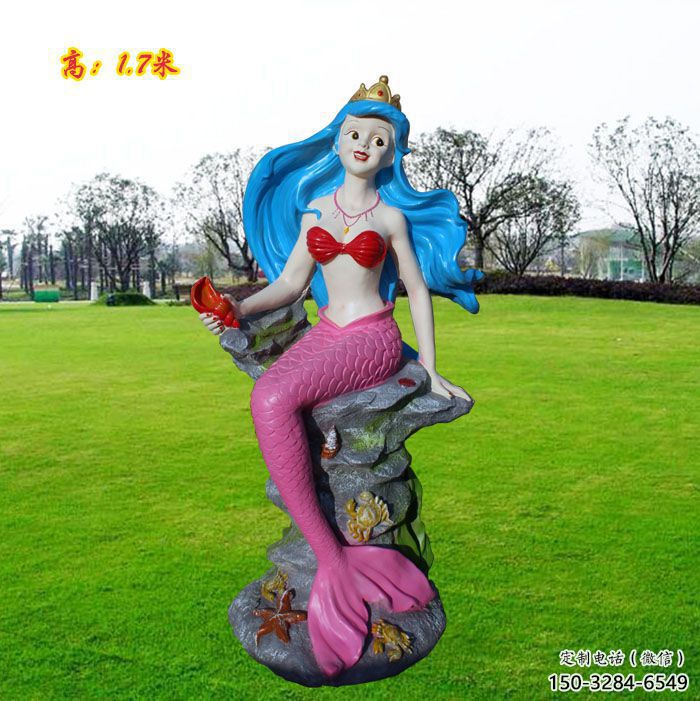 彩繪美人魚(yú)雕塑 大型城市雕塑 商業(yè)街?jǐn)[件