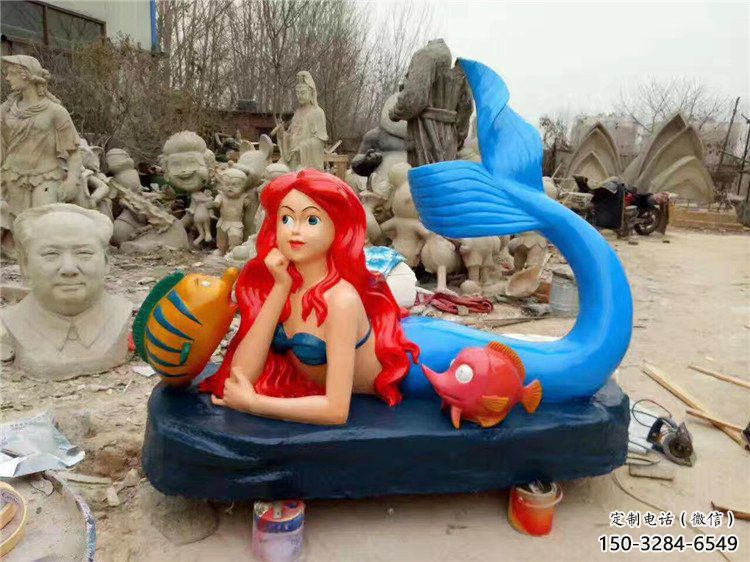 草地美人魚雕塑 現代校園卡通雕塑 大型動漫雕塑