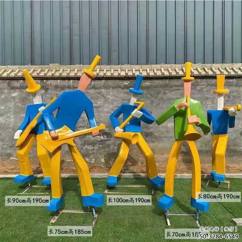 吹拉彈唱雕塑 景觀美陳樂隊(duì)雕塑 噴漆音樂人雕塑