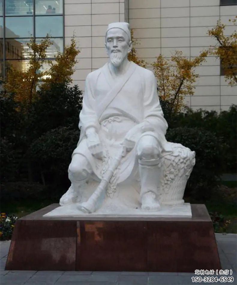 戶外李時(shí)珍雕塑 噴漆景觀古代雕塑 燈光名醫(yī)雕塑