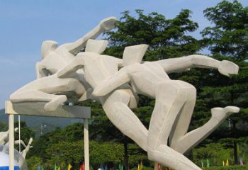 商業(yè)街跨欄雕塑 烤漆體育雕塑 彩繪運(yùn)動(dòng)員雕塑