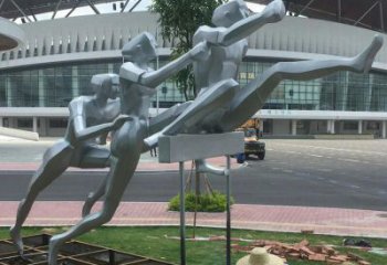 園林跨欄雕塑 大型景觀體育雕塑 中式運(yùn)動(dòng)員雕塑
