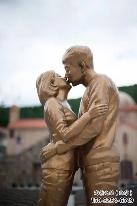 大門口愛情雕塑 發光公園親吻雕塑 仿真戀人雕塑