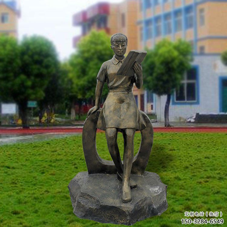 戶外看書雕塑 噴漆人物雕塑 抽象學生雕塑