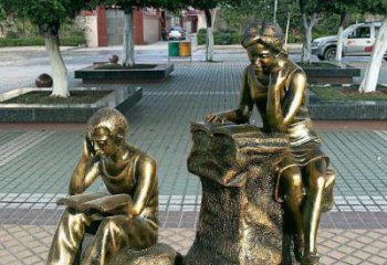 農村看書雕塑 抽象藝術學生雕塑 烤漆人物雕塑