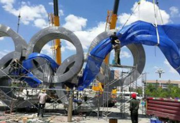 運動場建筑雕塑，不銹鋼五環雕塑，園林建筑