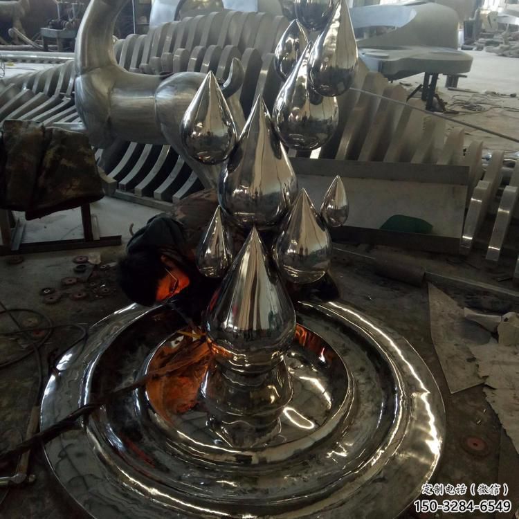 仿真水珠雕塑 電鍍現(xiàn)代雕塑 水景雕塑