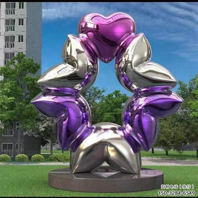街頭心形雕塑 大型別墅區雕塑 鋼管愛情雕塑