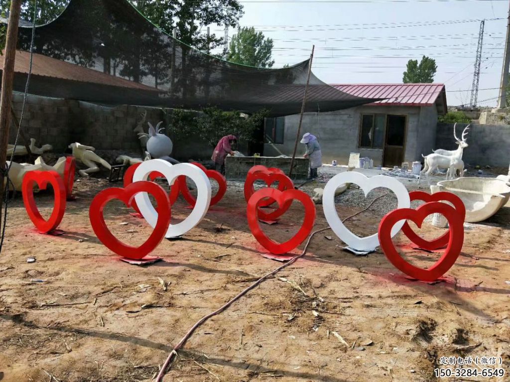 心形雕塑 景觀美陳雕塑 噴漆愛(ài)情雕塑
