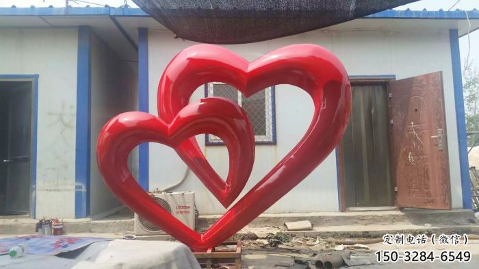 心心相印不銹鋼雕塑 烤漆景觀擺件，小區廣場擺件