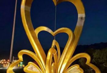 別墅區(qū)雙心雕塑 大型別墅區(qū)雕塑 剪影心心相印雕塑