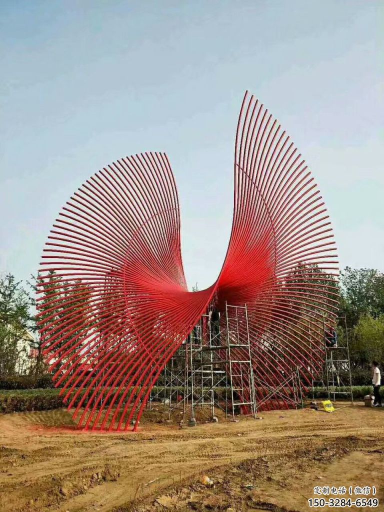 噴漆鳳尾雕塑 中式村口雕塑 草地雕塑