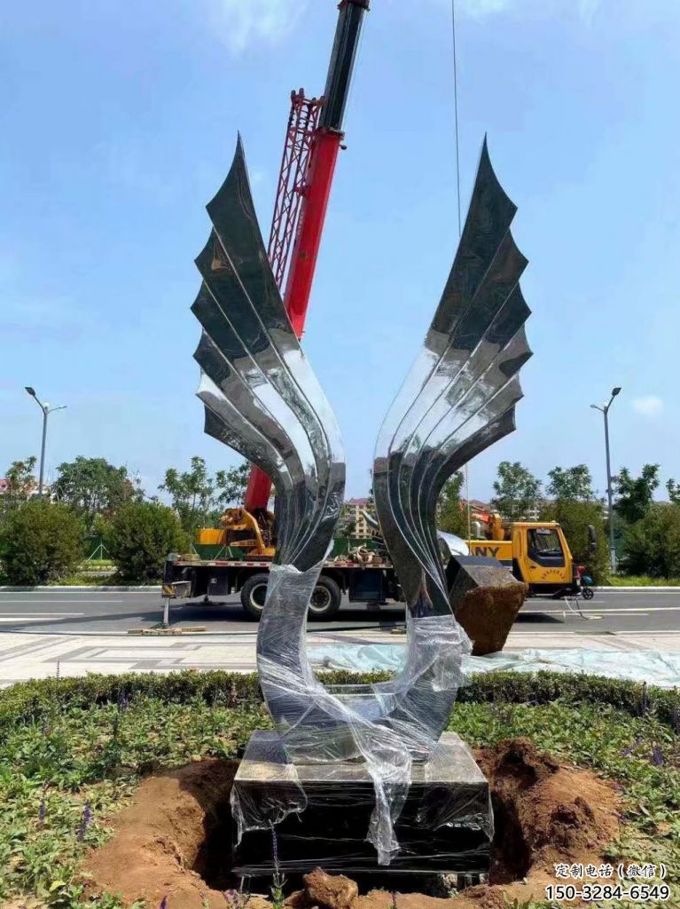 園林鳳尾雕塑，噴漆景觀雕塑，網格形式