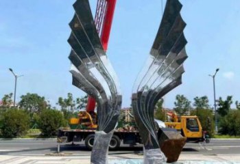 園林鳳尾雕塑，噴漆景觀雕塑，網格形式