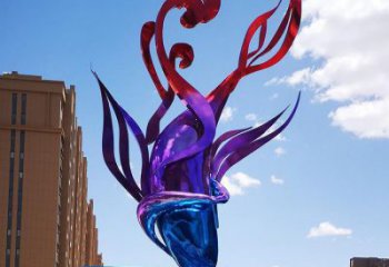 彩繪浪花雕塑 電鍍現代波浪雕塑 公園波浪雕塑