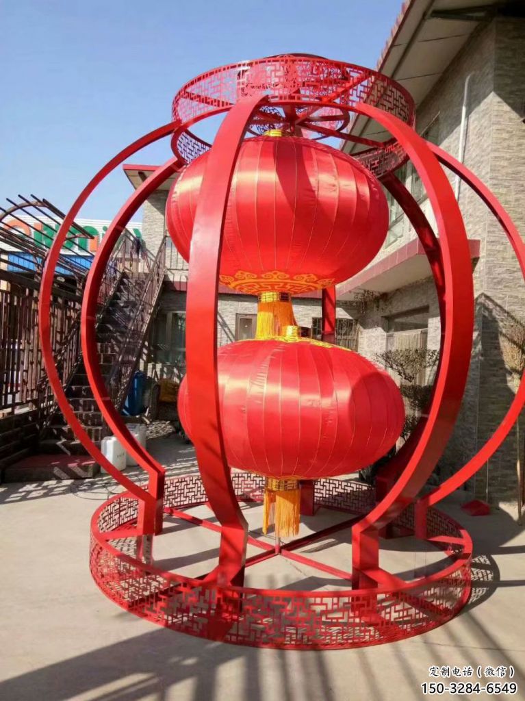 城市燈籠雕塑廠家，烤漆工藝雕塑，公園廣場擺件