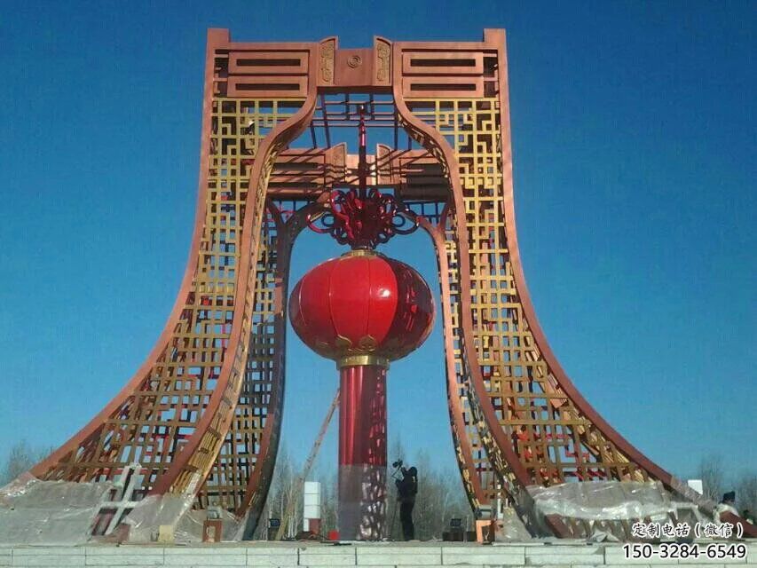 大型燈籠雕塑 歐式步行街雕塑 彩繪雕塑