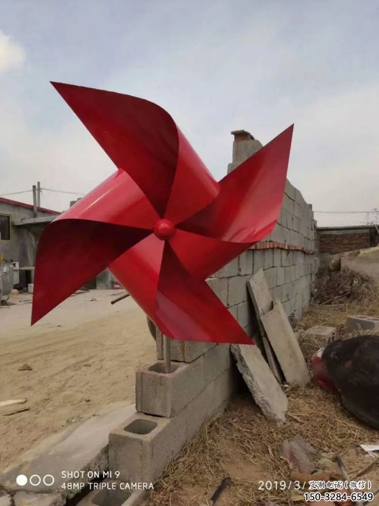 水景風(fēng)車(chē)雕塑 彩繪剪紙旋轉(zhuǎn)雕塑 現(xiàn)代旋轉(zhuǎn)雕塑