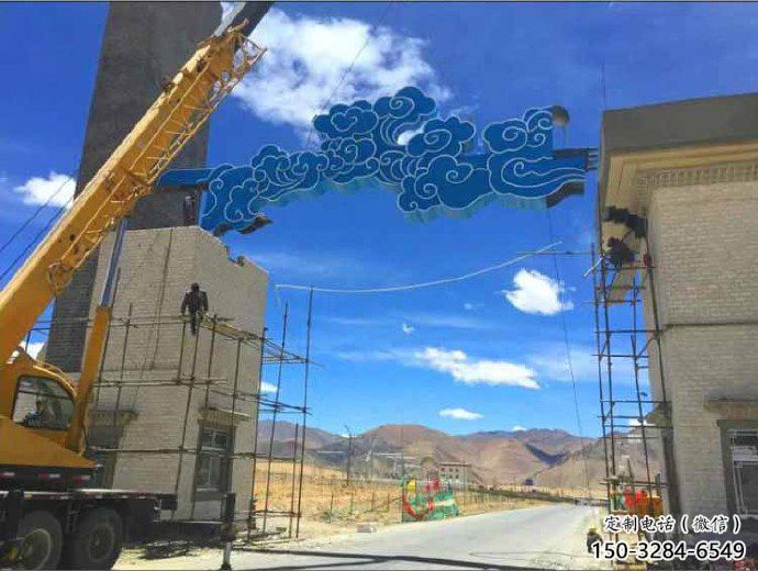 彩繪云彩雕塑 電鍍現代祥云雕塑 公園祥云雕塑