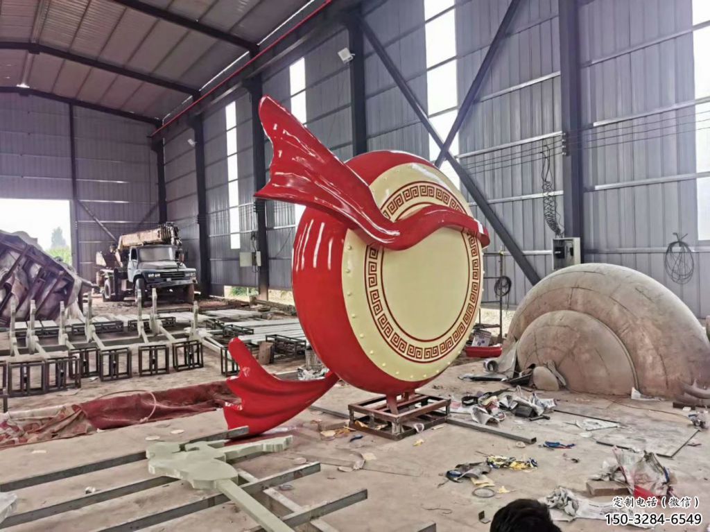 公園大鼓雕塑 創(chuàng)意企業(yè)雕塑 美陳鑼鼓雕塑