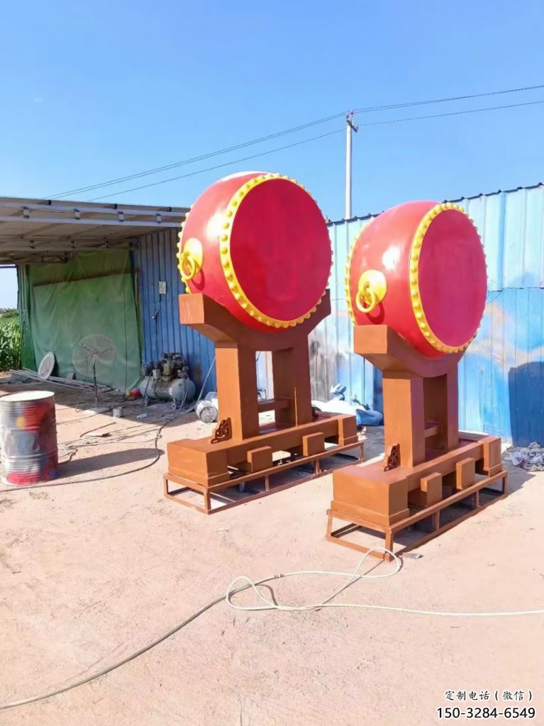 公園大鼓雕塑 戶(hù)外鑼鼓雕塑 抽象雕塑