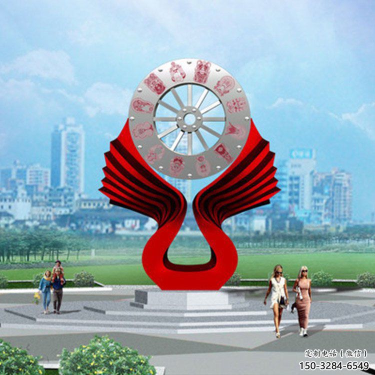 烤漆鐘表雕塑 鋼管時(shí)鐘雕塑 室內(nèi)雕塑