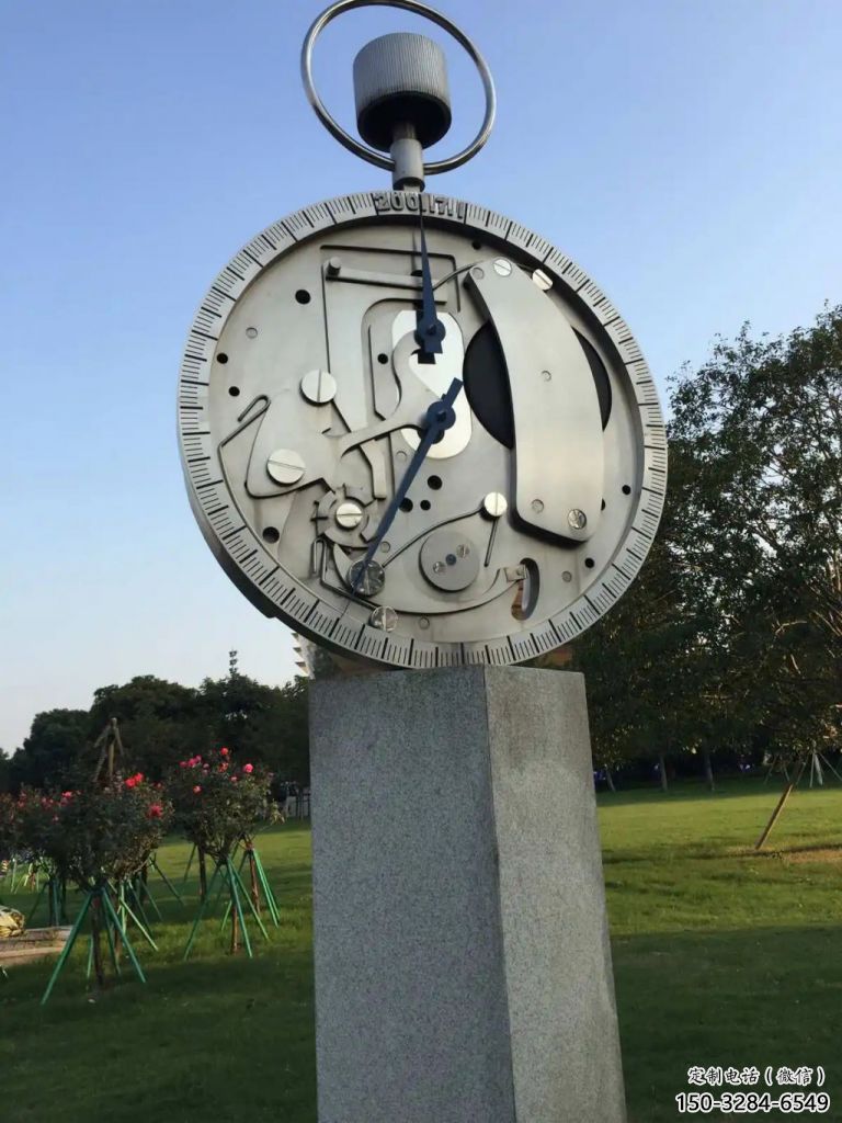 創意鐘表雕塑廠家 啞光時鐘雕塑 公園雕塑