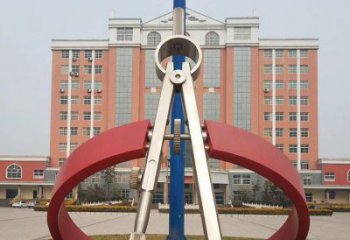 彩繪圓規(guī)雕塑 電鍍現(xiàn)代景觀雕塑 公園標(biāo)識(shí)雕塑