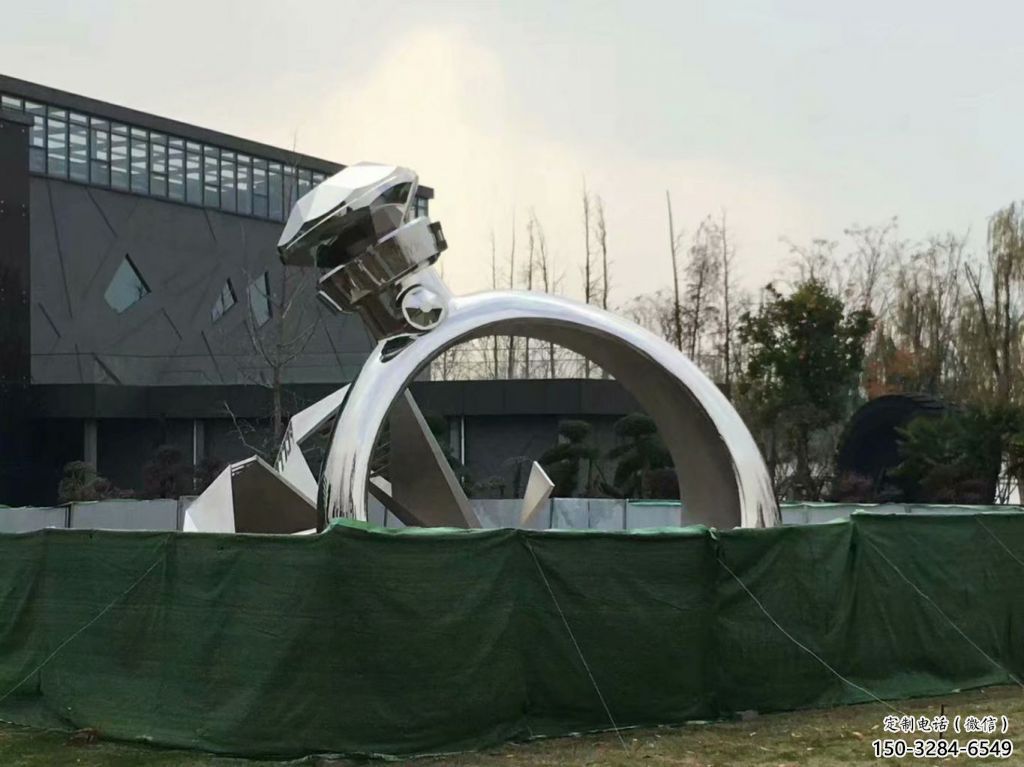 噴漆指環雕塑 中式村口標識雕塑 草地戒指環雕塑