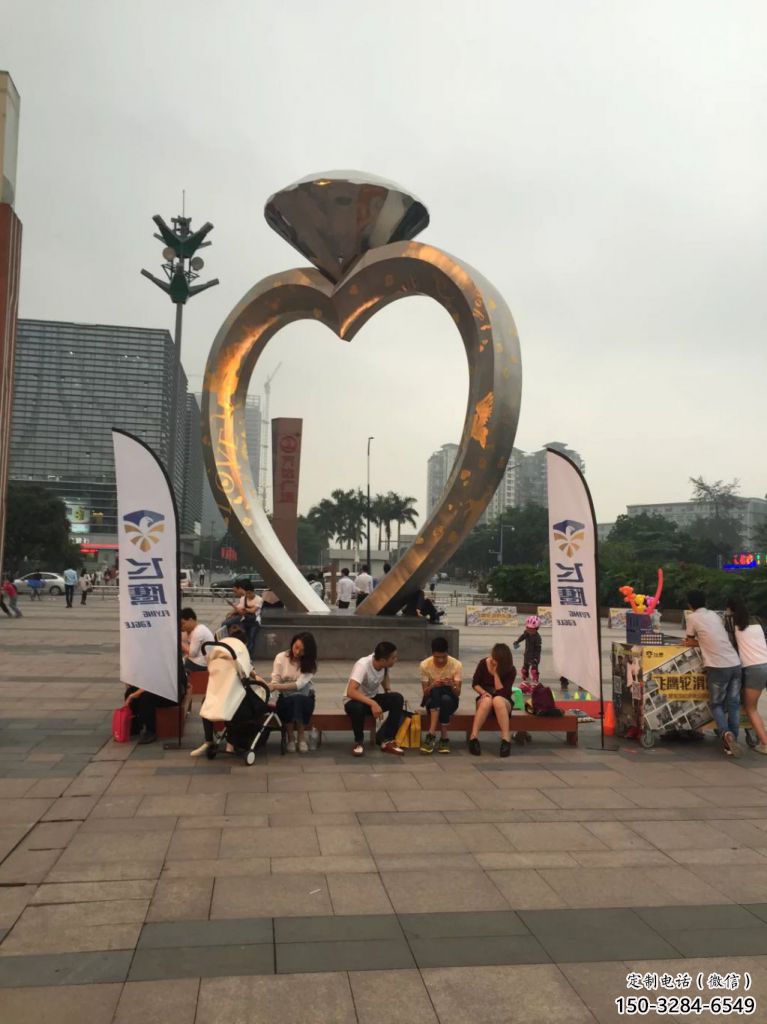 指環(huán)雕塑 標(biāo)識(shí)校園戒指環(huán)雕塑 商業(yè)街標(biāo)識(shí)雕塑