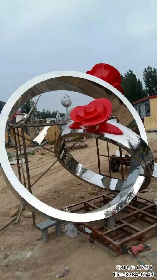 鑄造指環(huán)雕塑 中式村口戒指環(huán)雕塑 標(biāo)識(shí)標(biāo)識(shí)雕塑