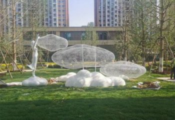 大型云梯雕塑 鍛造發(fā)光梯子雕塑 房地產(chǎn)云朵雕塑