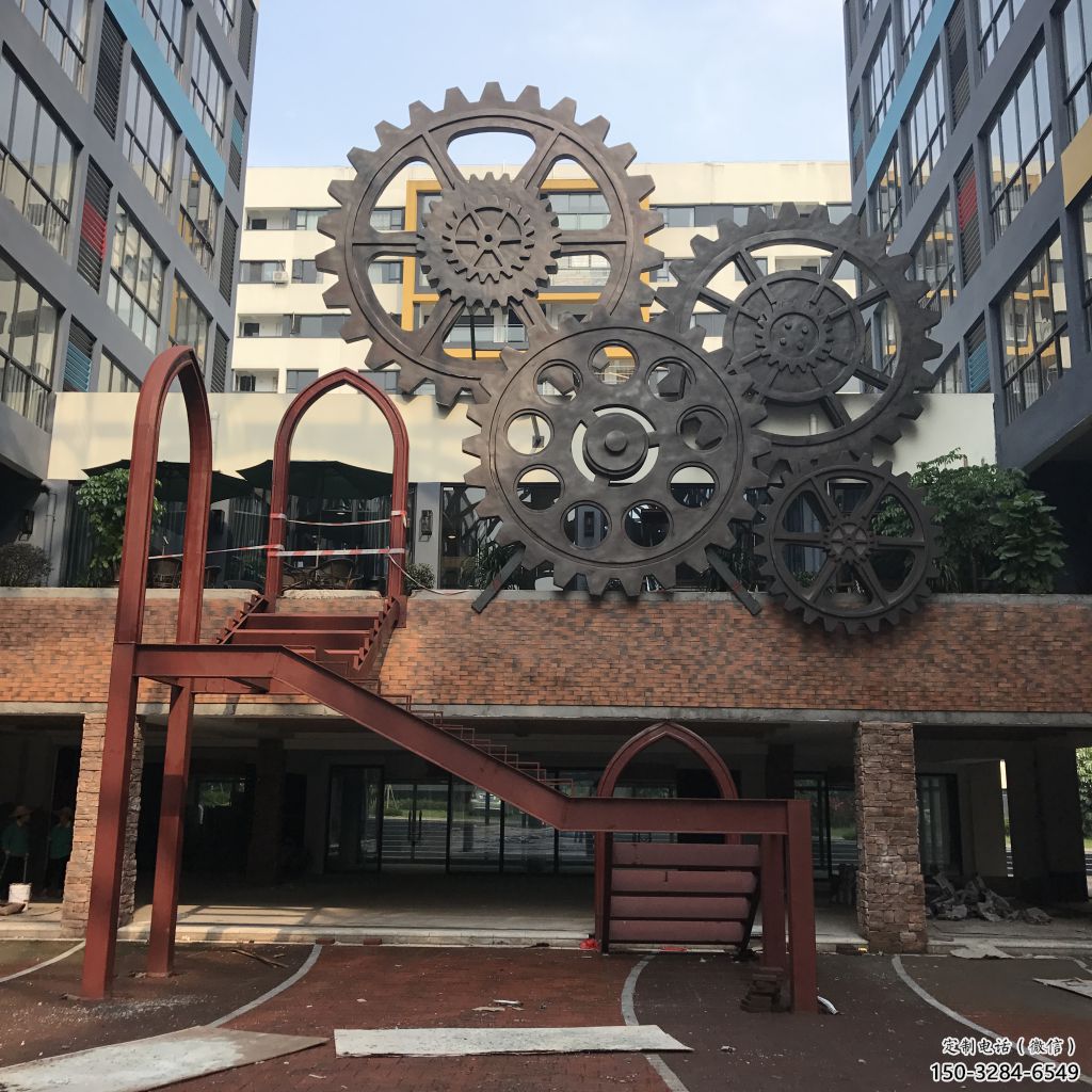 創意齒輪雕塑 啞光工業雕塑 公園機械雕塑