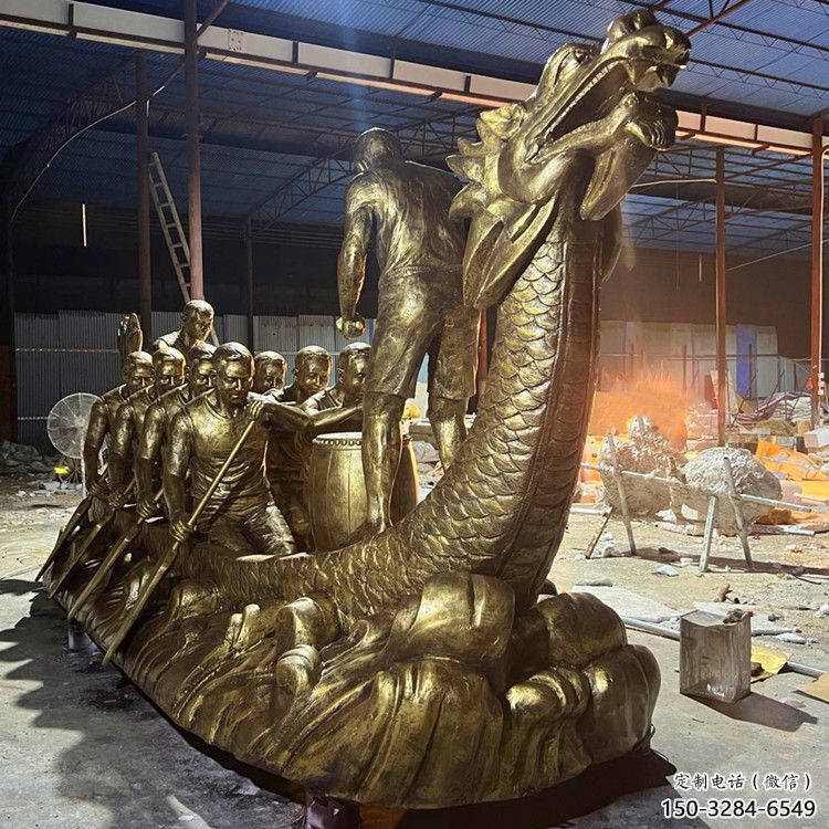 異形龍舟雕塑 現(xiàn)代校園競賽雕塑 校園劃槳雕塑