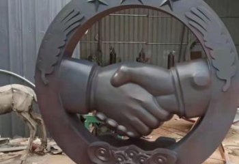 抽象握手雕塑 啞光雕塑 室內(nèi)誠信雕塑