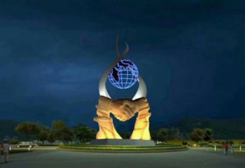 創(chuàng)意握手雕塑 啞光雕塑 公園誠信雕塑