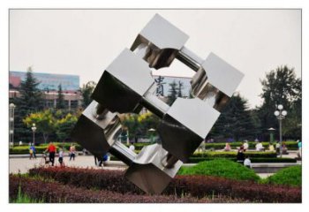 街頭立方體雕塑 大型別墅區(qū)雕塑 鋼管幾何體雕塑