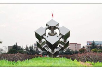 鏤空立方體雕塑 噴水園林幾何體雕塑 住宅小區雕塑