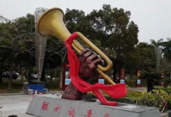 烤漆沖鋒號雕塑 鋼管景觀小品 室內(nèi)雕塑