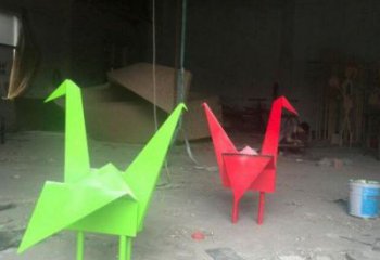 大型千紙鶴雕塑 歐式步行街鶴鳥(niǎo)雕塑 彩繪折紙風(fēng)格