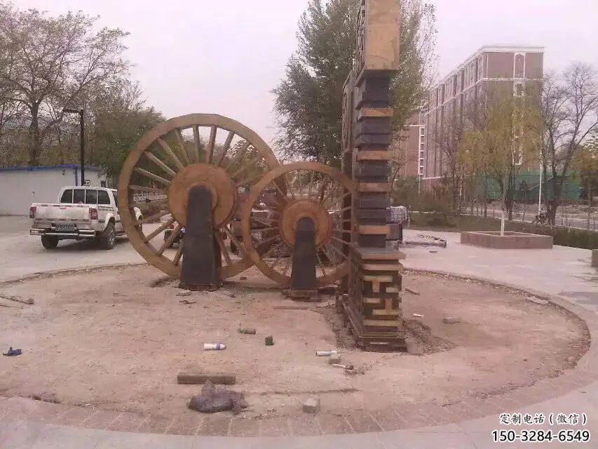 幾何水車雕塑 發光公園雕塑 大門口仿古雕塑