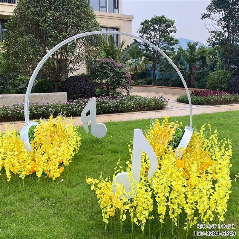 廣場耳麥雕塑 抽象音樂雕塑 烤漆耳機雕塑