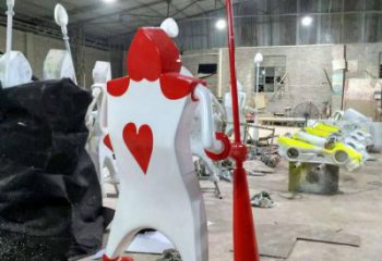 烤漆撲克雕塑 鋼管撲克牌雕塑 室內(nèi)雕塑