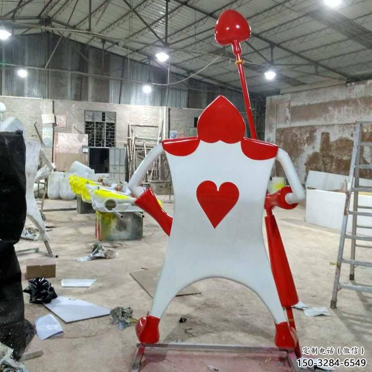 鑄造撲克雕塑 中式村口雕塑 景觀撲克牌雕塑